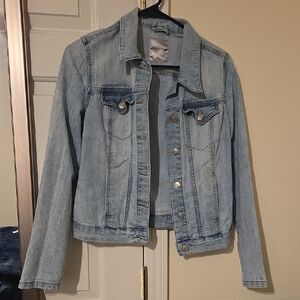 Classic Light Blue Denim Jacket with Button Front